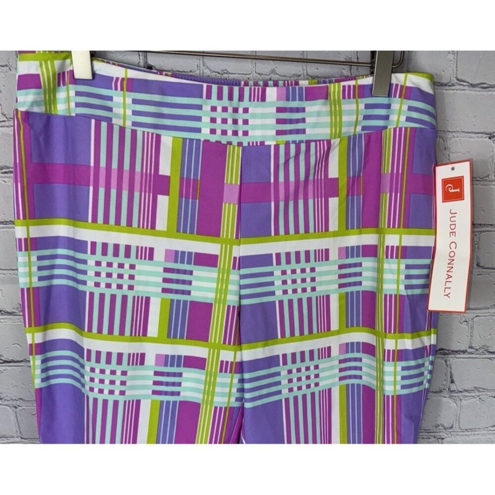 NWT JUDE CONNALLY Women's Lucia Pant Leggings Summer Plaid Lilac Medium $158. - Picture 2 of 8